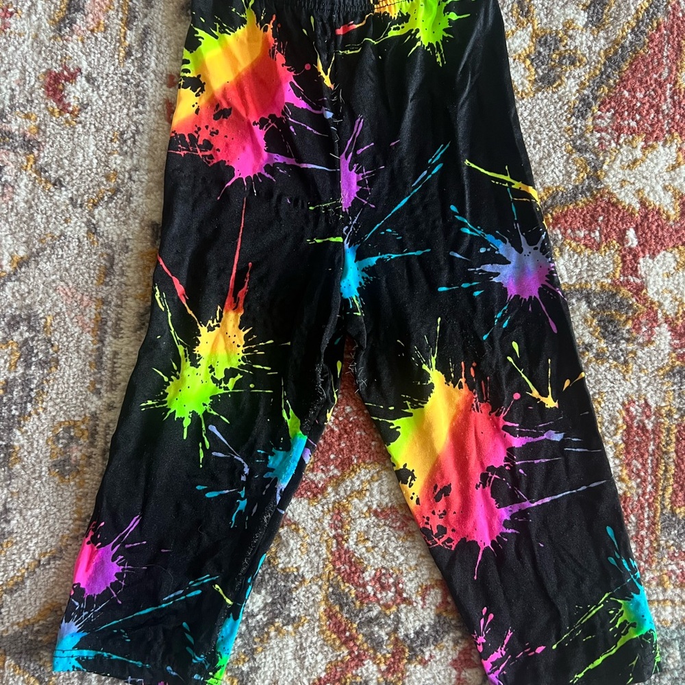 Body wrappers 80’s 90’s vintage Leggings with Neon Paint Splatter Print 12/14